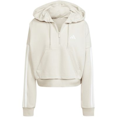 8. Bluza damska adidas Essentials 3-Stripes French Terry Quarter-Zip Hoodie beżowa JN1958