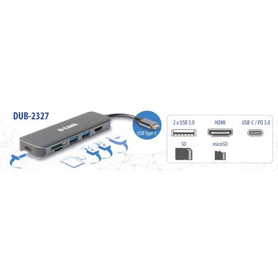 3. D-Link DUB-2327 stacja dokująca Przewodowa USB Type-C Szary