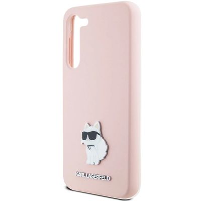6. Etui Karl Lagerfeld Silicone Choupette Metal Pin na Samsung Galaxy S23+ - różowe