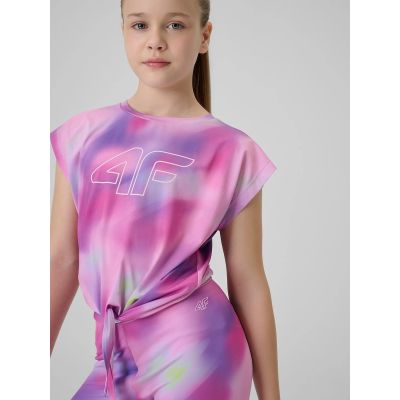 5. Crop-top sportowy szybkoschnący dziewczęcy 4F 4FJRSS26TFTSF2387-90A