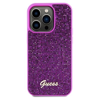 3. Etui Guess Disco Metal Script na iPhone 14 Pro - fuksjowe