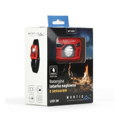 2. MONTIS LATARKA BATERYJNA CZOŁOWA/NAGŁOWNA LED Z SENSOREM "WAVE" MT002
