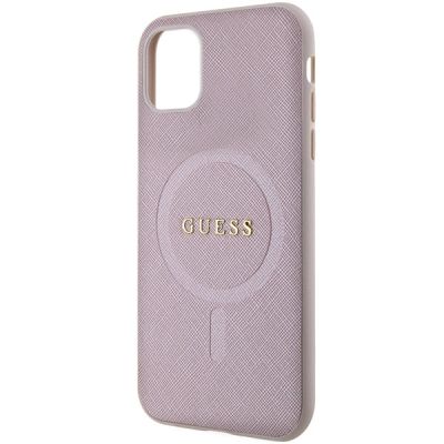 6. Etui Guess Saffiano MagSafe na iPhone 11 / Xr - różowe