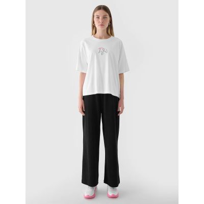 6. T-shirt oversize z nadrukiem damski 4F 4FRAW24TTSHF2582-10S