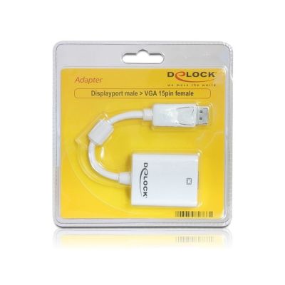 3. DeLOCK 61766 adapter kablowy 0,125 m VGA (D-Sub) DisplayPort Biały