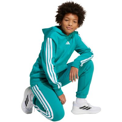 8. Bluza dla dzieci adidas 3 Stripes Fleece Hoodie 225 turkusowa JN2417