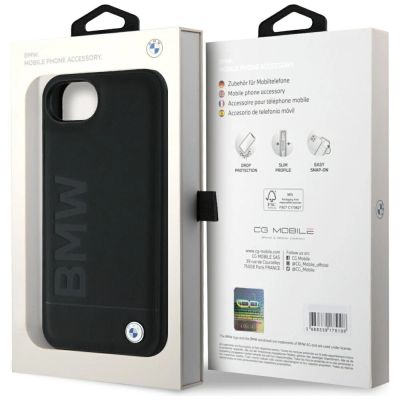 8. Etui BMW Leather Hot Stamp na iPhone 16e - czarne