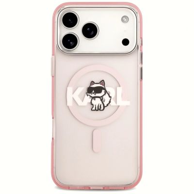 3. Etui Karl Lagerfeld IML Choupette Sketch Logo MagSafe na iPhone 17 Pro Max - różowe