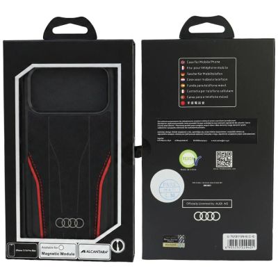 5. Etui Audi R8 Genuine Leather MagSafe na iPhone 18 Pro Max / 17 Pro Max - czarno-czerwone