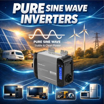 6. Qoltec Przetwornica napięcia Pure Sine Wave | 12V na 230V | 300/600W | LCD | USB | USB-C | Kompatybilna z LiFePO4 GEL AGM