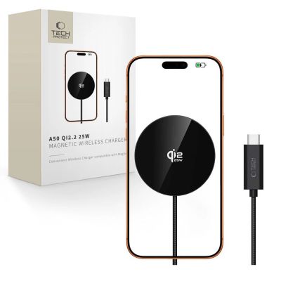 Ładowarka bezprzewodowa Tech-Protect A50 MagSafe 25W QI2.2 - czarna