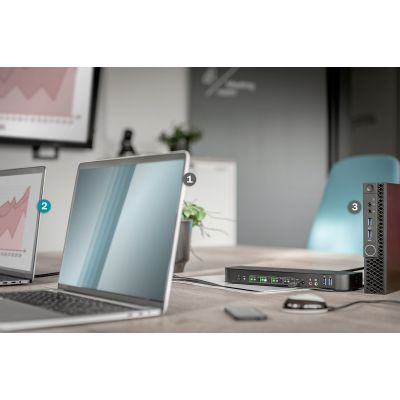 19. Digitus Przełącznik KVM, 4-portowy, 4K 60 Hz, 4 x DP in, 1 x DP/HDMI out
