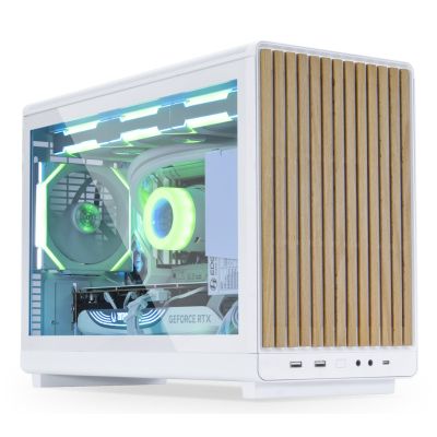 4. Obudowa PC Lian Li DAN A3-mATX Wood Edition, Szkło hartowane, Micro-ATX - Buk, biała