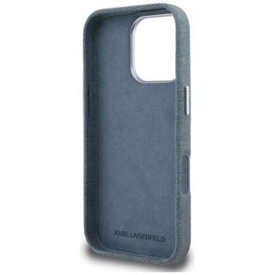 7. Etui Karl Lagerfeld FW Jeans Signature Logo na iPhone 16 Pro - niebieskie