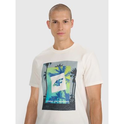 T-shirt regular z nadrukiem męski  4F 4FRSS25TTSHM2846-12S