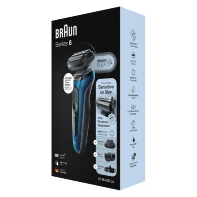 8. Braun Series 6 61-B4500cs - Golarka foliowa - Niebieski - Przyciski - LED - Ładowanie - Zasilanie - AC/Bateria