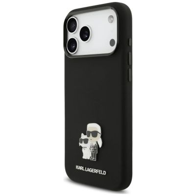 2. Etui Karl Lagerfeld Silicone Karl&Choupette Metal Pin iPhone 18 Pro Max / 17 Pro Max - czarne