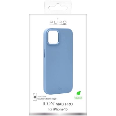 2. Etui silikonowe Puro Icon Mag Pro MagSafe do iPhone 15 - jasnoniebieskie
