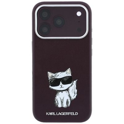 4. Etui Karl Lagerfeld Smooth Choupette Sketch MagSafe na iPhone 17 Pro / 18 Pro - burgundowe