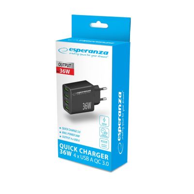 10. ESPERANZA ŁADOWARKA SIECIOWA 36W 4X USB-A QC 3.0 18W EZC107K