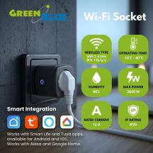 GREENBLUE ZDALNIE STEROWANE GNIAZDKO WIFI, ANDROID/IOS/ALEXA/GOOGLE HOME, TIMER, WATOMIERZ, MAX 16A/3840W GB735 B