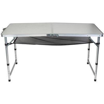 18. STOLIK TURYSTYCZNY SKŁADANY KEMPINGOWY 120x60x70/62/55CM 4 KRZESŁA I PÓŁKA