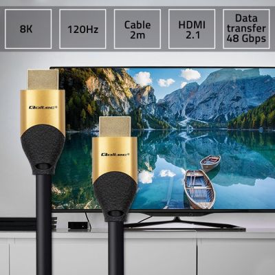 2. QOLTEC KABEL HDMI V2.1 ULTRA HIGH SPEED 8K | 60HZ | 28AWG | GOLD | 2M