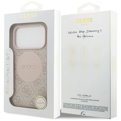 8. Etui Guess 4G Circle Classic Logo MagSafe na iPhone 17 Pro - różowe