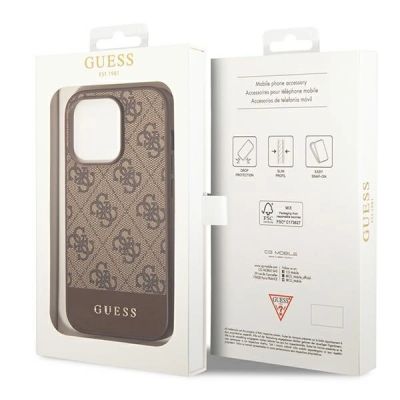 8. Guess GUHCP14LG4GLBR iPhone 14 Pro 6,1" brązowy/brown hard case 4G Stripe Collection