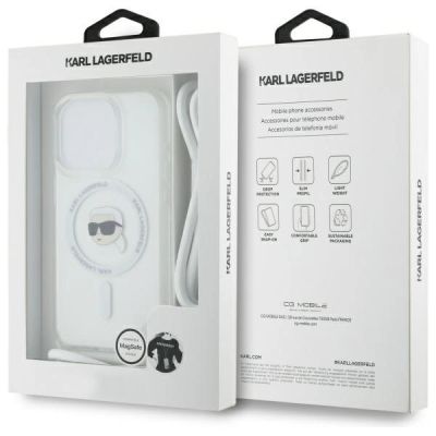7. Etui Karl Lagerfeld Crossbody IML Karl Head Magsafe na iPhone 16 Pro Max - przezroczyste