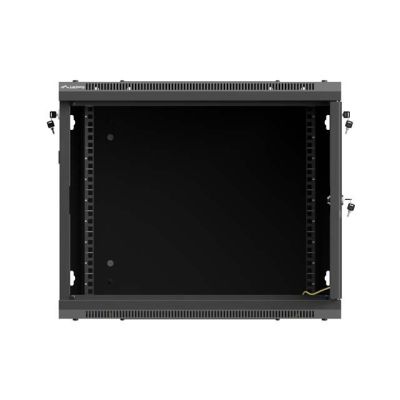 10. Szafa instalacyjna rack wisząca 19" 9U 600x600 czarna drzwi perforowane Lanberg (flat pack)