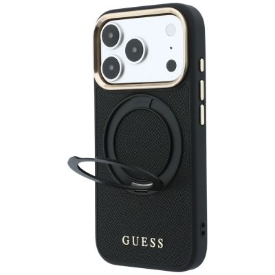 2. Etui Guess Ring Stand 360 Grained Classic Logo MagSafe na iPhone 18 Pro Max / 17 Pro Max - czarne