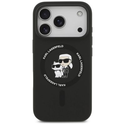 3. Etui Karl Lagerfeld Silicone Karl&Choupette Ring MagSafe do iPhone 17 Pro Max - czarne