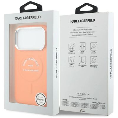8. Etui Karl Lagerfeld Karl RSG Logo MagSafe na iPhone 17 Pro - pomarańczowe