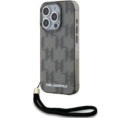 Etui Karl Lagerfeld IML Mono KL Pattern & Cord na iPhone 15 Pro - czarne