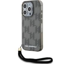 Etui Karl Lagerfeld IML Mono KL Pattern & Cord na iPhone 15 Pro - czarne
