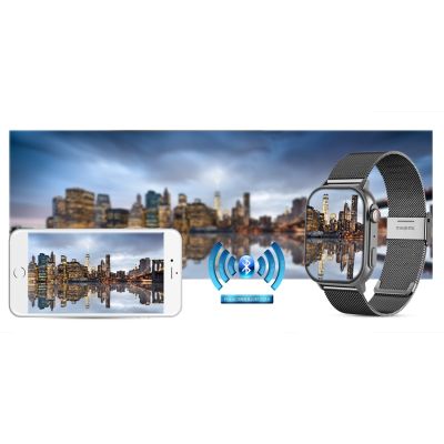 21. Smartwatch Gravity GT15-4 Niebieski Pasek Silikonowy + Tytanowa Bransoleta