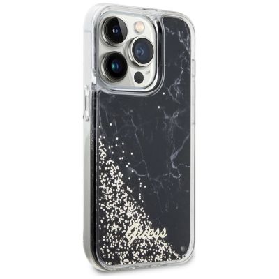 4. Etui Guess Liquid Glitter Marble na iPhone 14 Pro - czarne