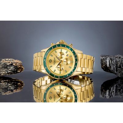 5. Zegarek Męski Giewont Chronograph Sapphire Złoto Zielony GW3520-B6