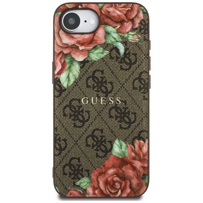 3. Etui Guess 4G Flowers Print MagSafe na iPhone 16e - brązowe