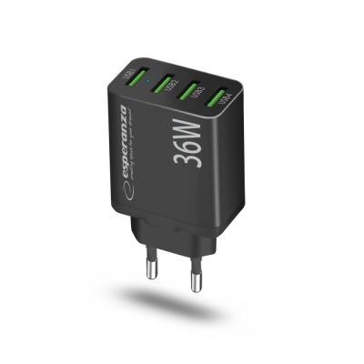 8. ESPERANZA ŁADOWARKA SIECIOWA 36W 4X USB-A QC 3.0 18W EZC107K
