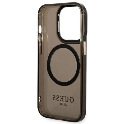 7. Etui Guess Gold Outline Translucent MagSafe na iPhone 14 Pro Max - czarne