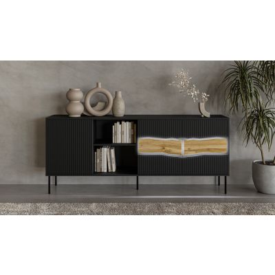 5. Komoda INSERTO 3D1W 190x40x80 czarny + LED