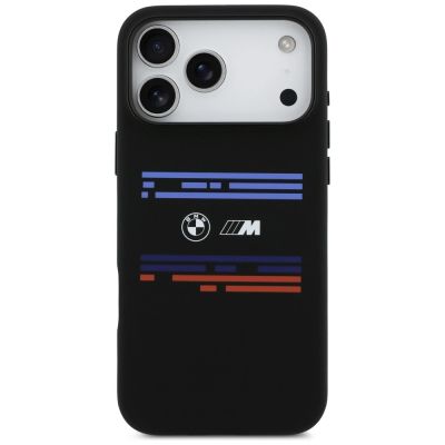3. Etui BMW M Silicon Horizontal Line MagSafe na iPhone 17 Pro Max - czarne