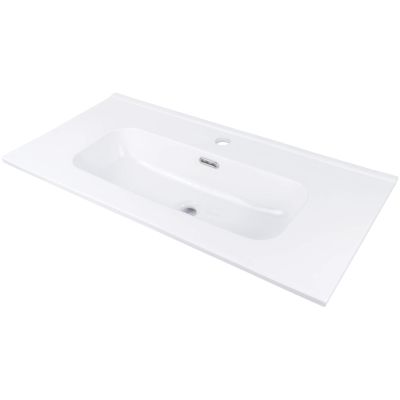 Umywalka ceramiczna wpuszczana z miejscem na baterię - 80 cm