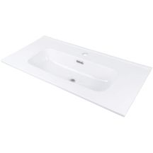 Umywalka ceramiczna wpuszczana z miejscem na baterię - 80 cm