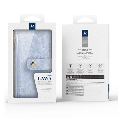 11. Etui skórzane Dux Ducis Lawa na iPhone 16 Pro z odłączanym portfelem magnetycznym - błękitne