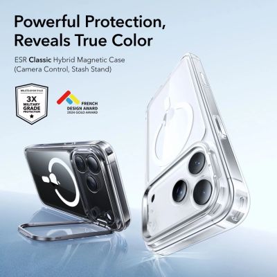 3. Etui ESR Classic Hybrid Kickstand MagSafe na iPhone 17 Pro - przezroczyste