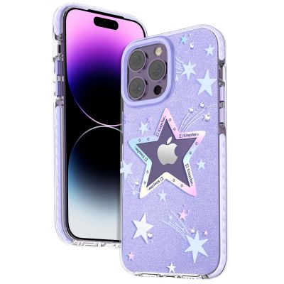 3. Kingxbar Heart Star Series etui iPhone 14 Plus etui w gwiazdki purple star