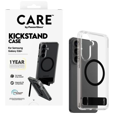 5. Etui CARE by PanzerGlass Black Kickstand & QI na Samsung Galaxy S26+ - przezroczyste
